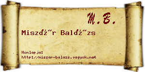 Miszár Balázs névjegykártya